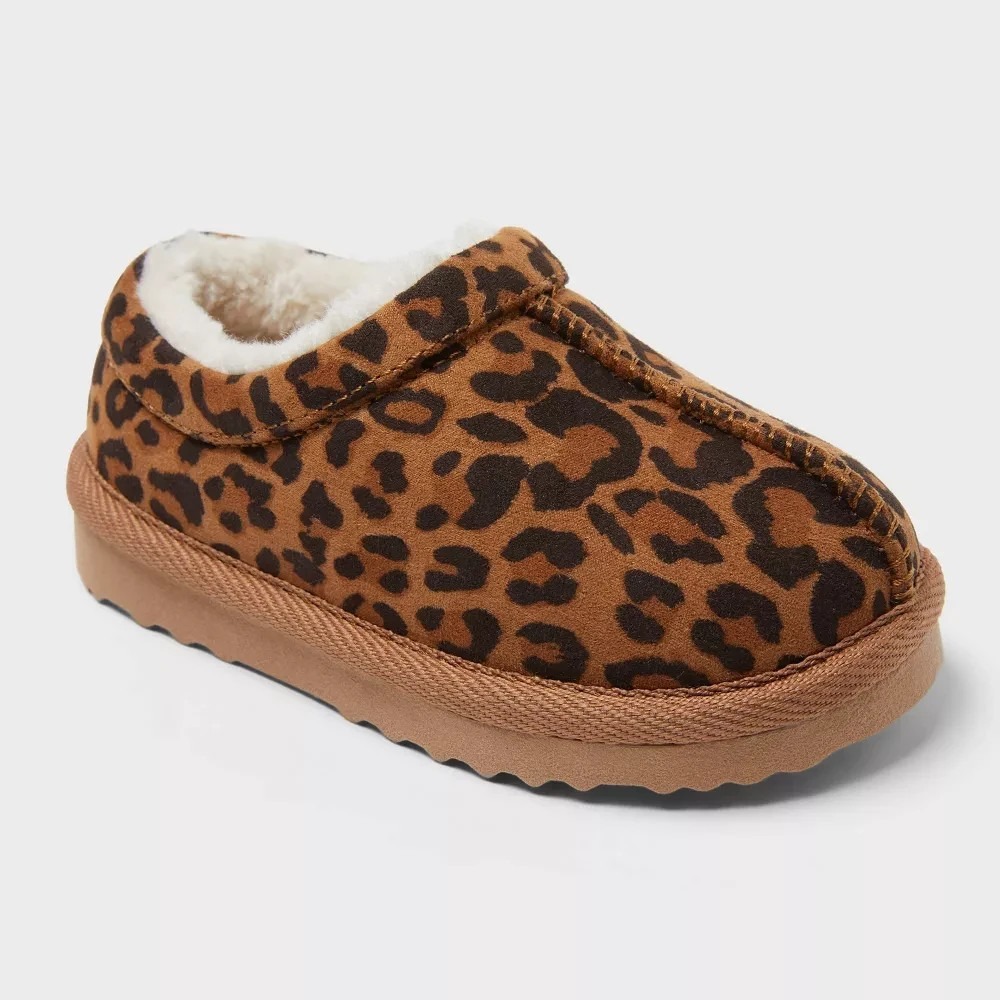 Kids' Nola Clog Slippers Cat & Jack Leopard Brown Size 2 New With Tags